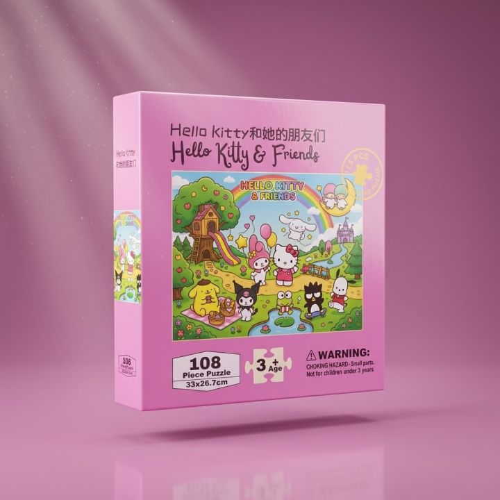 108%20Pc%20Large%20Jigsaw%20Puzzle%20Hello%20Kitty%20Design%20-%2013x10.5%20Inch%20Puzzle%20Educational%20-%20Image%204