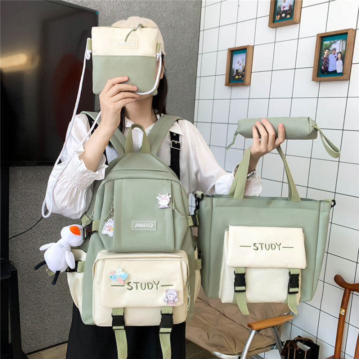 School bag female college student campus canvas bag third to fifth and sixth grade large capacity middle school students junior high school students backpack female