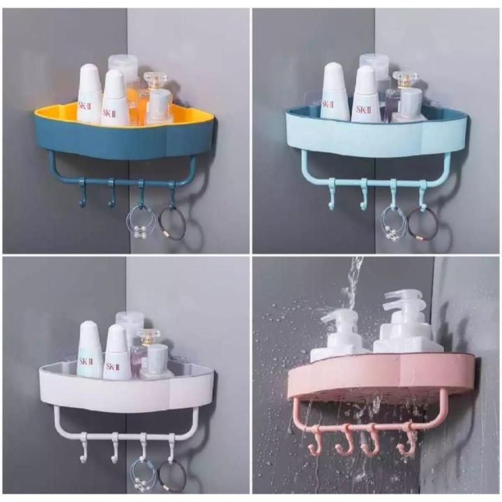 Bathroom Shelf Corner With Hanger - Multicolor - Pitha Maker | Daraz.com.bd