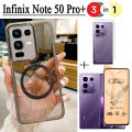 Infinix Note 50 Pro+ Case Magnetic Sticker Shockproof Phone Case for Infinix Note 50X Note 50 Pro 3In1 Tempered Glass Screen Protector+back film. 