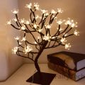 24 LED Rose Flower Tree Lights USB Table Lamp Fairy Maple Leaf Night Light Home Party Christmas Wedding Bedroom Decoration Gift. 