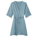 Delicate Allure: Ruffle Satin Robe for Effortless Bridal Relaxation.