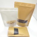 100/pcs StandUp Zip Lock Kraft Paper Window Bags for Gift, Dried Food, Fruit, Tea Packaging SelfSealing Pouches with Zipper.
