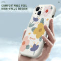 Hontinga for iPhone 14 Pro Max Back Cover PU Leather Beautiful Flowers Print Case Soft Silicone Edge Phone Cases.