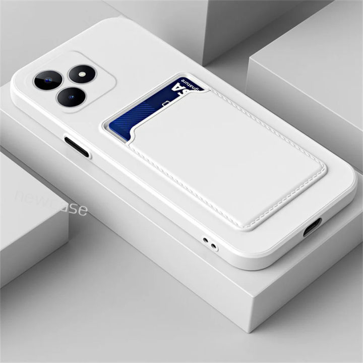 【HOT SALE】 with Card Slot Holder Casing For C63 RealmeC63 C53 C51 Me C 63 Fashion Simple Skin Matte Square Phone Case Shockproof Soft Case TPU Camera Cover