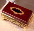 classical luxury European-style classical luxury high-end tissue box gold-plated pumping tray gift tissue holder. 