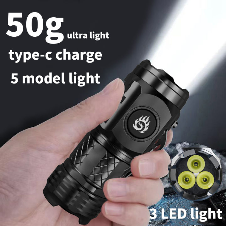 Mini Portable Flashlight Strong Light Rechargeable Super Bright Portable Lighting Long-range Home Tools