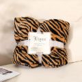 Zebra Striped Throw Blanket Fashion Jacquard Print Rabbit Fuzzy Sofa Cover Shawl Bedspread Super Soft Warm Plush Blankets.