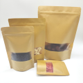 100/pcs StandUp Zip Lock Kraft Paper Window Bags for Gift, Dried Food, Fruit, Tea Packaging SelfSealing Pouches with Zipper.