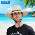 Sun Protection Summer Men's Straw Hat Foldable Cowboy Hat Outdoor Sun Shade Top Hat Beach Hat Broad-Brimmed Hat Travel Cap Men.