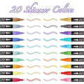 Shimmer Markers Doodle Outline Dazzles: 20 Colors Metallic Double Line Glitter Pen Set Super Squiggles Sparkle Dazzlers Multicolor. 