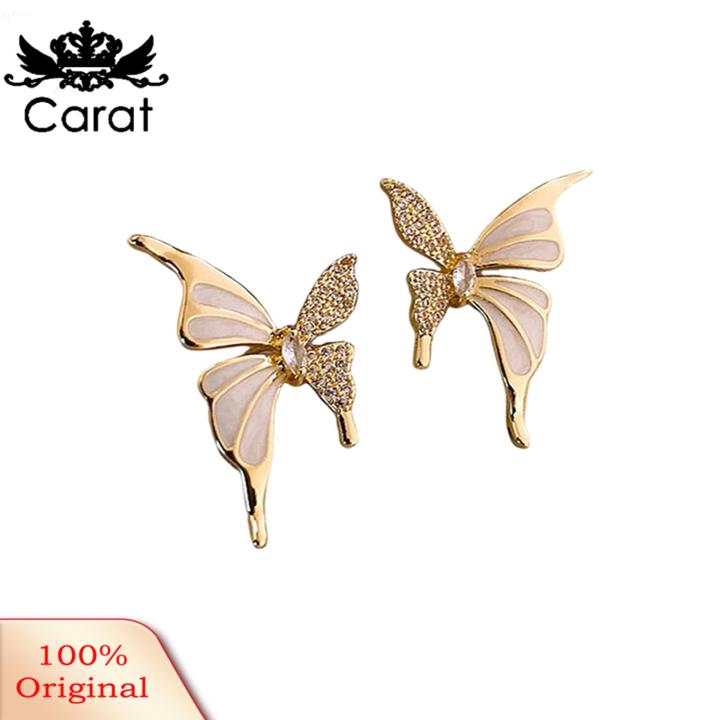 Carat Rhinestone Butterfly Earrings Sparkling Butterfly Rhinestone Stud Earrings for Prom Dating Parties Anti-rust Ear Jewelry for Women Butterfly Earrings