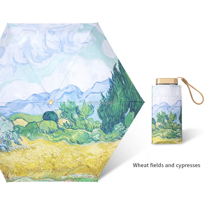Small%20Portable%20Umbrella%20Woman%20Mini%20Pocket%205/6-folding%20Umbrella%20Rain%20Fashionable%20Oil%20Painting%20Travel%20Parasol%20Windproof%20Umbrella%20-%20Image%204