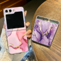 Marble Pattern Transparent Phone Case For Samsung Galaxy Z Flip 6 5 4 3 Clear Hard Folding Cover For Samsung Z Flip6 Flip5 Flip4.