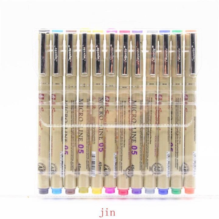 Superior Color Needle Drawing Pen Fineliner 12 Pcs professional-grade set designed for precision work, including technical drawing, sketching, and journaling