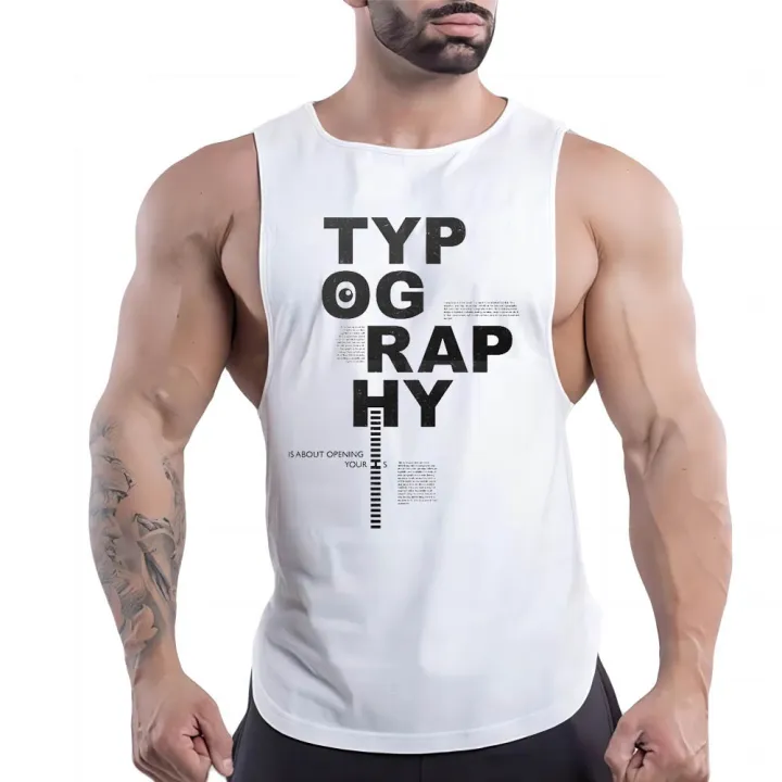 Summer%20Fashion%20Outdoor%20Casual%20Sports%20Style%202d%20Letter%20Print%20Men%20O%20Collar%20Comfortable%20Breathable%20Solid%20Color%20Vest%20Top%20Quick%20Dry%20-%20Image%202