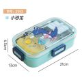 cartoon stainless steel compartment lunch box with bowl children's student lunch box outdoor picnic sealed lunch box. 