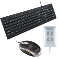 Usb Keyboard, Mouse & 4 Ports Usb Hub Combo - Usb Hub. 