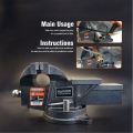 Harden 4" Heavy Duty Universal Vice Swivel With Anvil, Vertex Rotating Table Bench Vice 600609. 