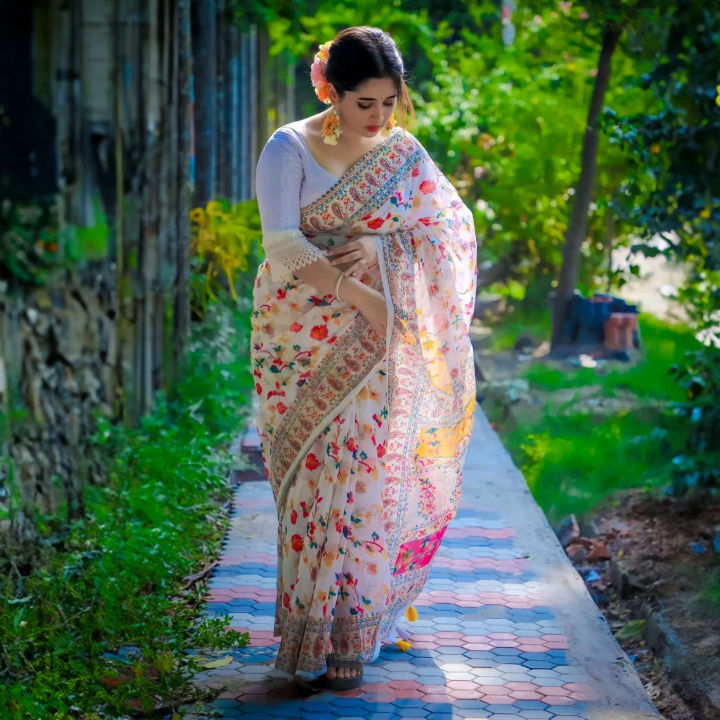 Tangail Tat Trendy Afsan Print Cotton Saree - Comfortable, All-Season Wear