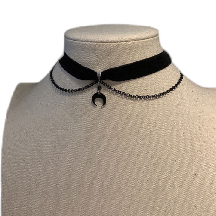 n Style Fashion Choker Necklace Gothic Clavicle Chain With Moon Pendant ...