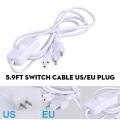5.9ft/1.8Meter Switch Cable US/EU Plug for T5 LED Tube Lamp Wire Connector T8 LED Tube Table Light. 