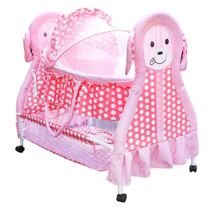 New%20born%20swing%20cradle%20baby%20bassinet%20with%20mosquito%20net%20canopy%20and%20wheels%20Bassinet%20%20(Pink)%20-%20Image%202