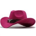 Western Cowboy Hat 3 Sizes Black Woolen Jazz Top Hat Men Ethnic Style Cow Head Ribbon Felt Cap Women Children Riding Fedora Hat. 