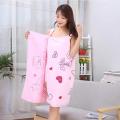 Bathroom Women Bath Towels Wearable Towel Dress Beach Adults Bath Gown SPA Sling Robes Home Nightwear Microfiber Women Bathrobe Bath Towel.