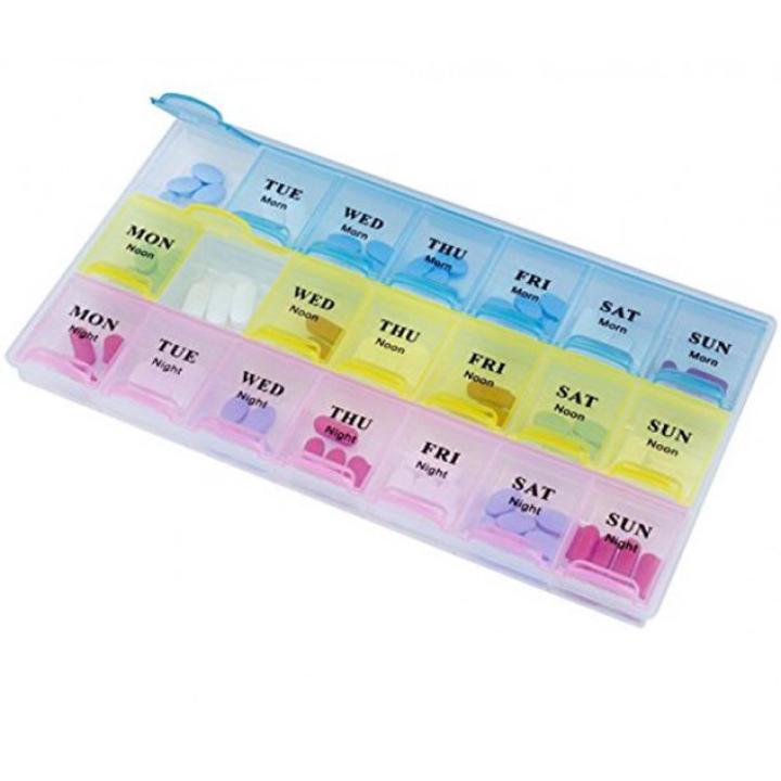 7 Days Medicine Kit box organizer with 21 grids Week day medicine box from Morning-noon-night - Medicine Box