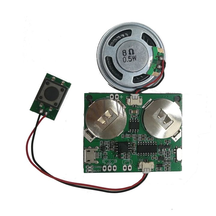 USB Downloadable Push Button Greeting Card Sound Module Rechargeable Battery Speaker for Personalized Greetings, DIY Gifts