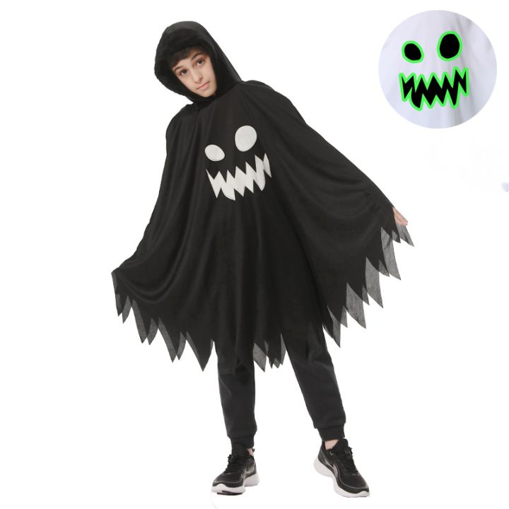 Halloween%20Kids%20Cosplay%20Costume%20White%20Black%20Luminous%20Ghost%20Luminous%20Face%20Cape%20Shawl%20Party%20Dress-Up%20Costume%20Boys%20Cape%20Girl%20Skirt%20-%20Image%206