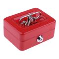 Creative Portable Metal Storage Container Safe Lock Box Money Coffer Red. 