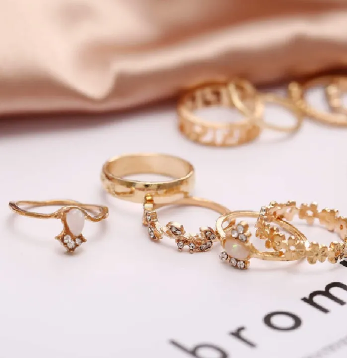 15%20Pcs%20Gold%20Color%20Different%20Trendy%20Finger%20Ring%20Set%20For%20Women'S%20Fashion%20-%20Ring%20S%20-%20Image%205