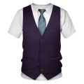 Funny Fake Suit 3D T shirt Tuxedo Bow Tie 3D Printed T shirts Men Summer Fashion Short Sleeve Streetwear Fake Suit Vest Tshirt.