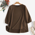 ZANZEA Women Office Ladies Work Solid Smoke Tops Elegant Commute Knitted Blouse #11.