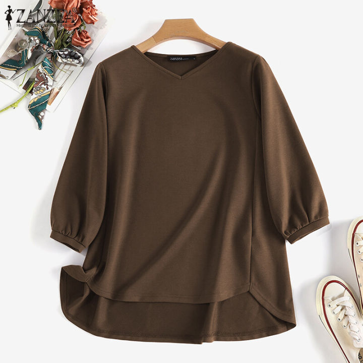 ZANZEA%20Women%20Office%20Ladies%20Work%20Solid%20Smoke%20Tops%20Elegant%20Commute%20Knitted%20Blouse%20#11%20-%20Image%206