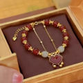 Chinese Style Red Auspicious Cloud Safety Lock Bracelet For Women Girl Bracelet Fashion Jewelry Qoddess. 