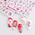 Easter Bunny Nail Stickers Cute Cartoon Rabbit Animal Heart Flower Lucky Words 3D Slider Valentine Manicure Accessories.