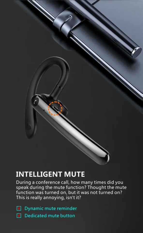 New) Bluetooth headsets dual mic smart human voice ENC Noise