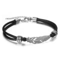 Men's Anklet Simple Adjustable Handmade Stainless Steel Bead Leaf Woven Rope Chain Lucky Foot Bracelet For Women Men JewelryDA53. 