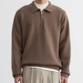 Casual Polo Collar Sweater Men Autumn Long Sleeve Lapel Zipper Polo Shirts For Mens Clothes Fashion Solid Color Knitting Jumpers. 