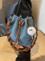This year's popular bags women's 2024 new trendy fashion casual denim shoulder bag commuter crossbody bucket bag. 