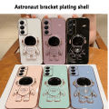 Tokifu For Samsung Galaxy A05s Back Cover With Astronaut Folding Holder Luxury 6D Plating Case Soft Silicone Bracket Phone Cases. 