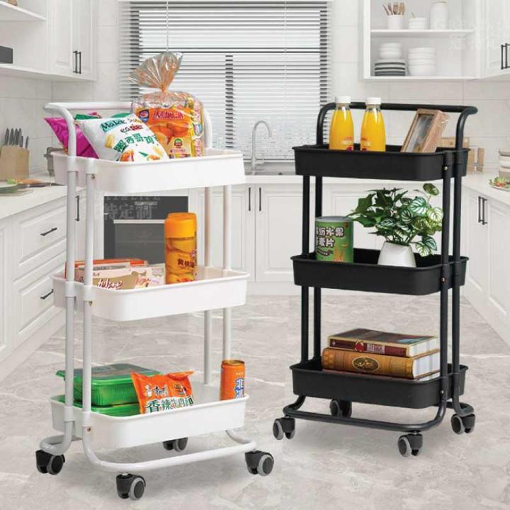 3 Layer Kitchen Cabinet Kitchen Rack Kitchen Trolley Kitchen Storage Rak Dapur Rak Memasak Beroda With Wheels Durable