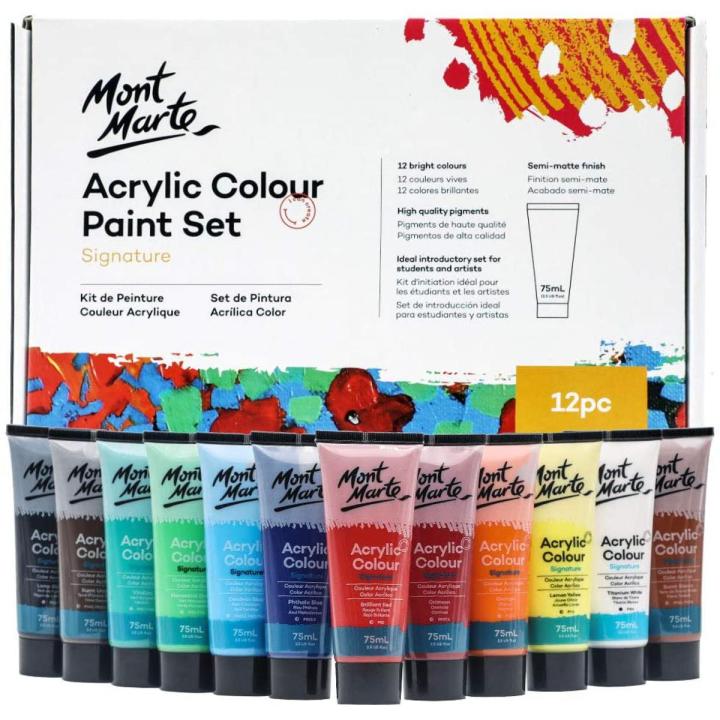 Mont Marte Acrylic Color Paint Set (75ML) - 12 Colors