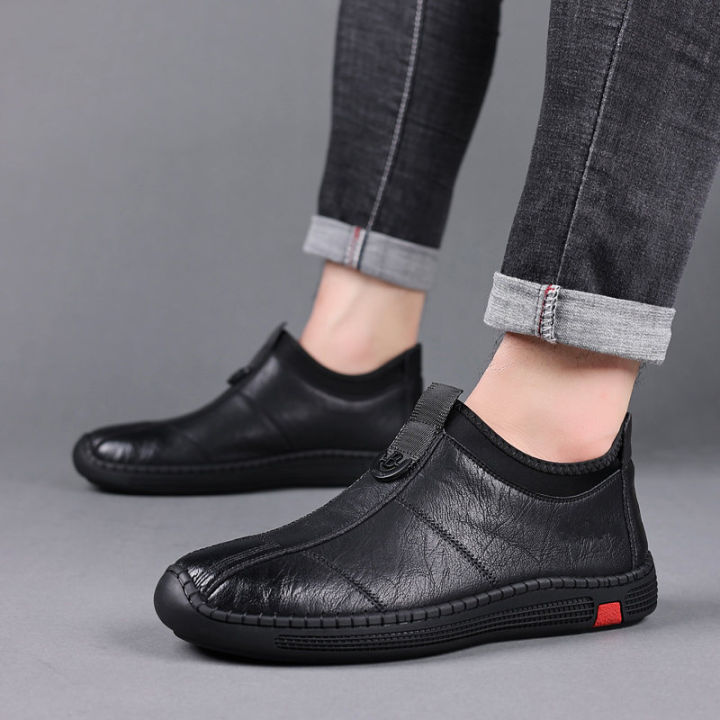 Men's leather shoes, business formal wear, casual leather shoes, British style, Korean version, low-top, breathable driving shoes, beanie shoes, work shoes
