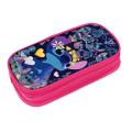 Kids Disney Pink Stitch Theme Styles Pencil Bag Nylon Pencil Case Children Black School Supplies High Quality Stationery Set. 