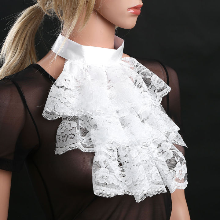 Women%20Men%20Detachable%20Ruffled%20Lace%20Jabot%20Vintage%20Victorian%20Collar%20Exotic%20Cosplay%20False%20Neck%20Choker%20Clubwear%20Steampunk%20Collar%20-%20Image%204