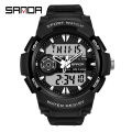SANDA 6002 Large Men Watches Digital Watch Luminous 5BAR Waterproof Male Sport Watch Quartz Dual Display relogio masculino. 